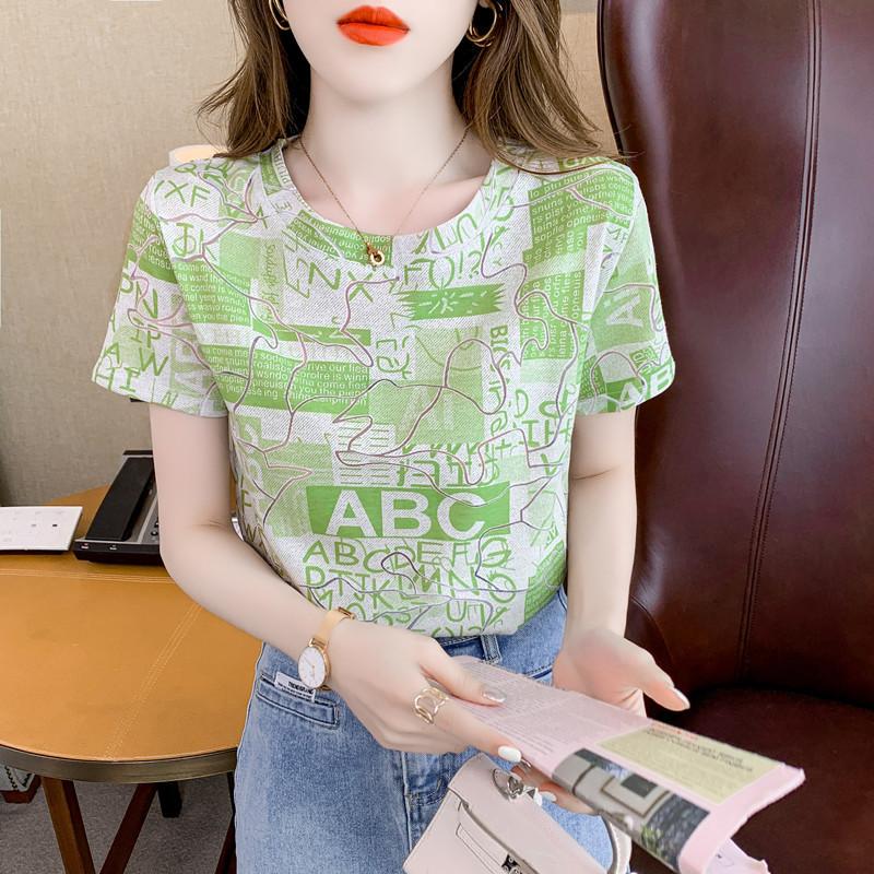 2025 Letní ležérní tričko pro ženy Základní top s květinovým potiskem Krátký rukáv Kulatý výstřih Volné tričko y2k Vintage top Harajuku Streetwear