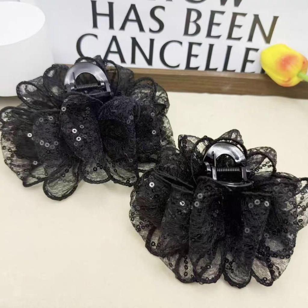 Thousand Gold Wind Retro HK Women's Elegant Lace Claw Hair Clip - Minimalist Cute Head Clip