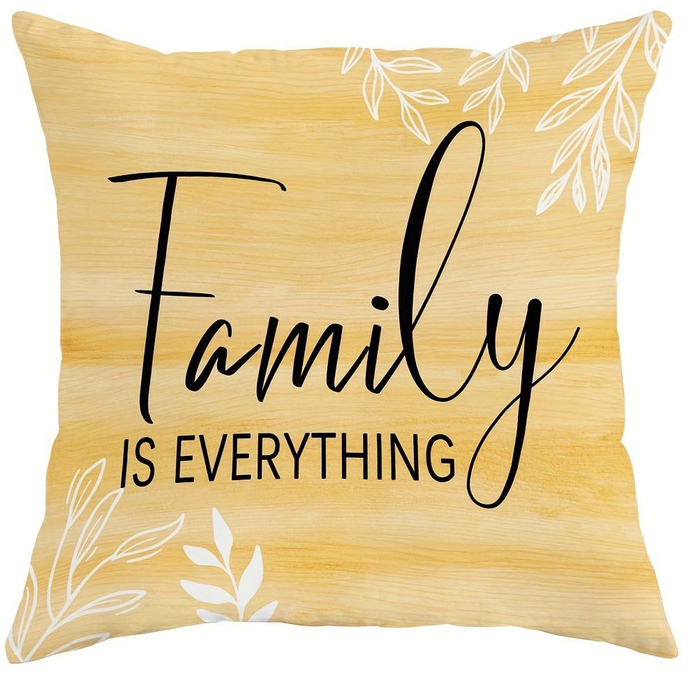 

Sunshine-inspired pillow cover: bright sunflowers, smart butterflies and warm family words, sofa cushion cover 16x16in 40x40cm