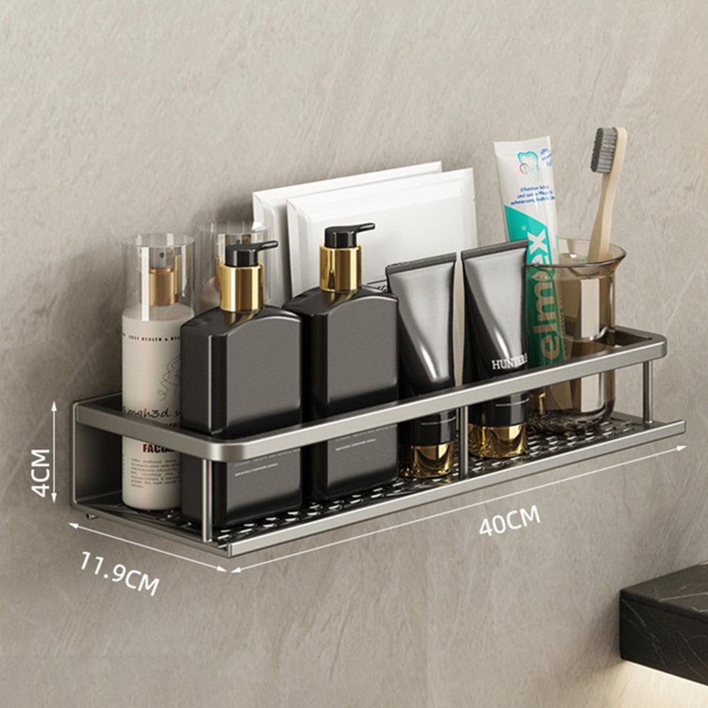 40cm Bathroom Storage Rack Wall Mounted Ventilated Draining Basket No Drill Organizer For Toiletries