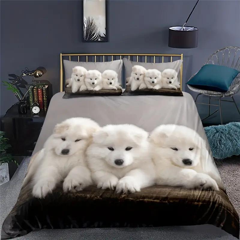 3D Pet Dog Bedding Set Animal Down Duvet Cover 2/3 Pieces AU180 * 210 Full Size Single Double Bed Soft Zipper Polyester Home Textile
