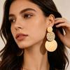 European Retro Geometric Gold Disc Stud Earrings for Women