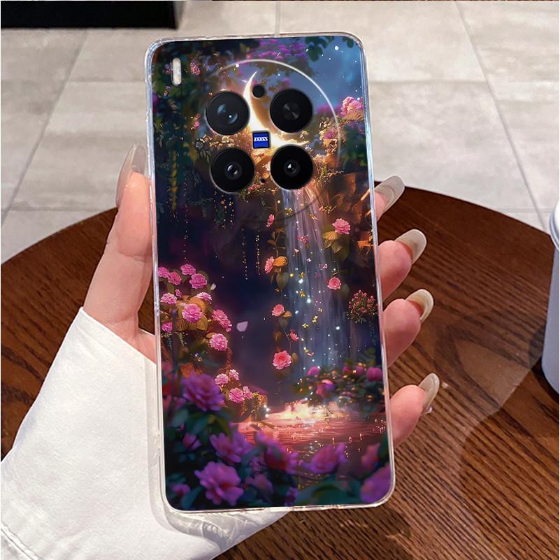 Green Fluffy Cartoon Rabbit Pattern Phone Case For Vivo X300 Pro Transparent TPU Soft Cover Shockproof Couple Protective Shell