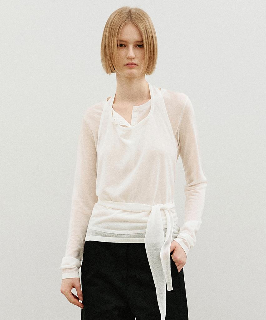 ARTID Linen Halterneck Layered Knit Set_White
