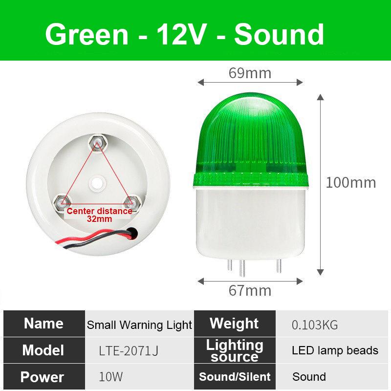 Small LED Strobe Signal Light with Sound & Light Alarm 120dB PC Material Flashing Warning Indicator LTE-2071J