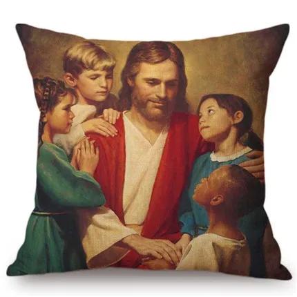 Jesus Christ Portrait Christian Art Cushion Cover Car Decoration Oil Painting Home Pillow Cover