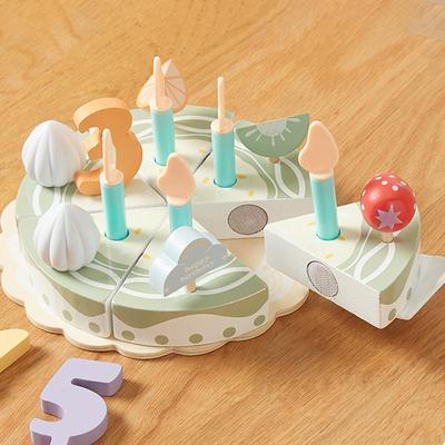 Wooden Birthday Party Cake Toy,Play Kitchen Accessories,Creative,with Candles and Numbers,Pretend