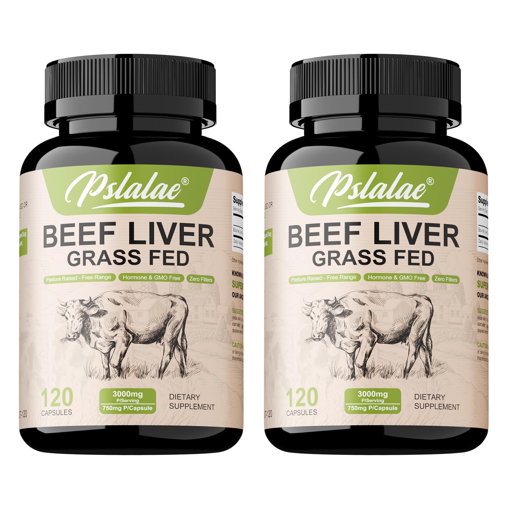 Cápsulas de hígado de res de alto contenido, 3000 mg, protege la inmunidad, apoya la digestión, apto para adultos. 120*2