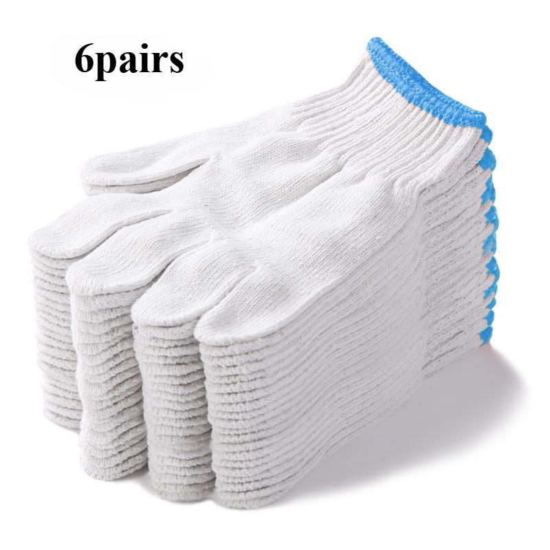 

6/12pairs Lampshade Cotton Non-slip and Wear-resistant Construction Site Work Gloves, Encrypted White Labor Protection Gloves