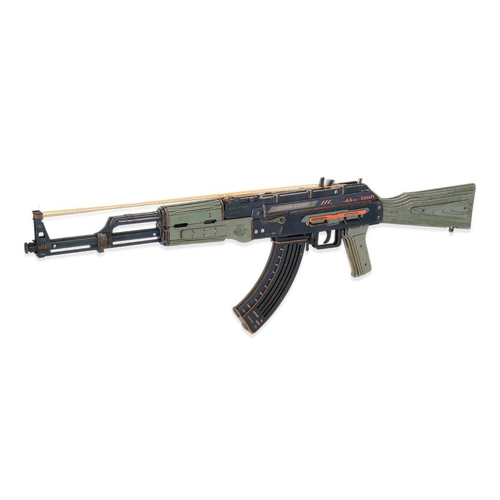 ROKR AK-47 Karabin Szturmowy Zabawkowy Pistolet Drewniana Puzzle 3D LQ901