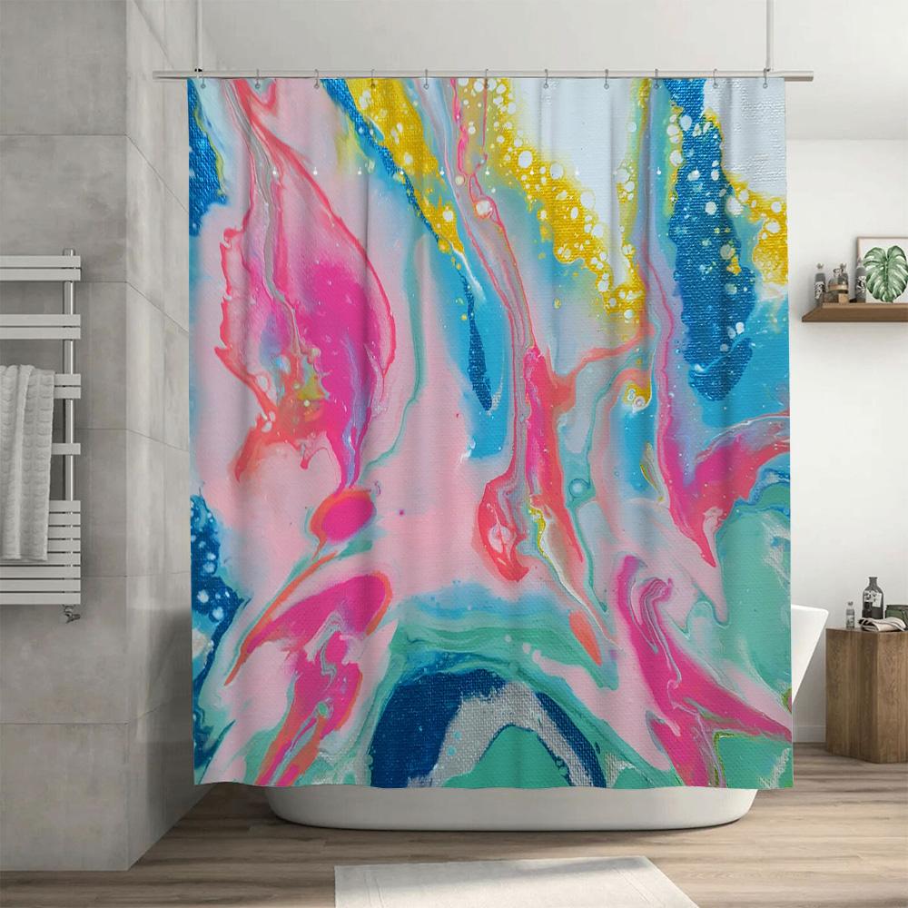Abstract Paint Splash Shower Curtain Vibrant Colors Fluid Art Design For Bathroom Decor Made With Quality Materials And Waterpro