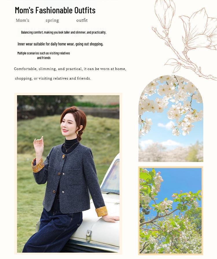 Elegant Woolen Coat for Mothers: Chic Autumn/Winter & Spring Style for Middle-Aged Women