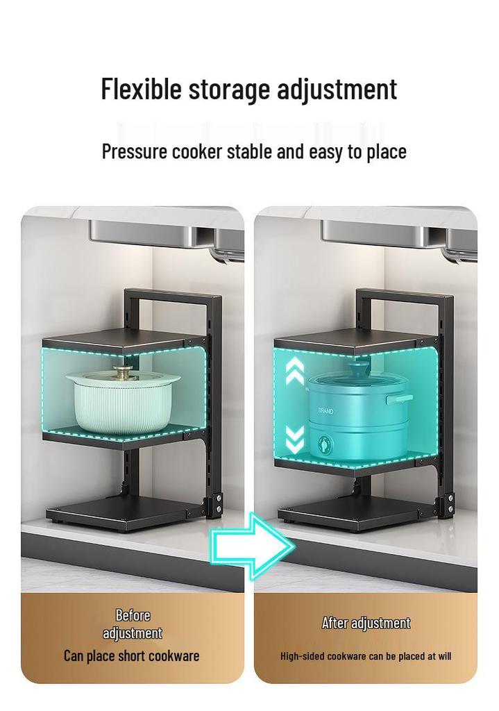 Adjustable Multi-layer Clip-on Sink Storage Rack for Pots