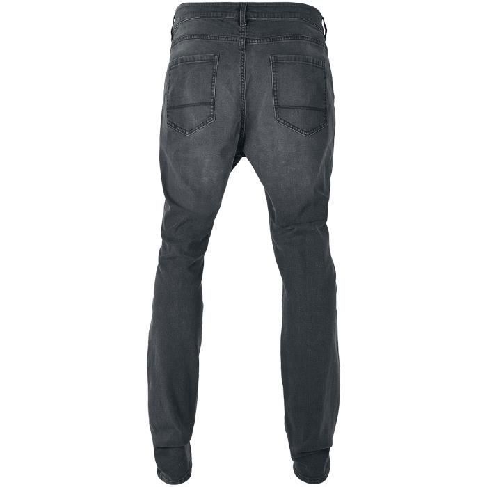 Jean - URBAN CLASSICS - Slim Fit Zip - 98% Coton - 2% Élasthanne - Noir