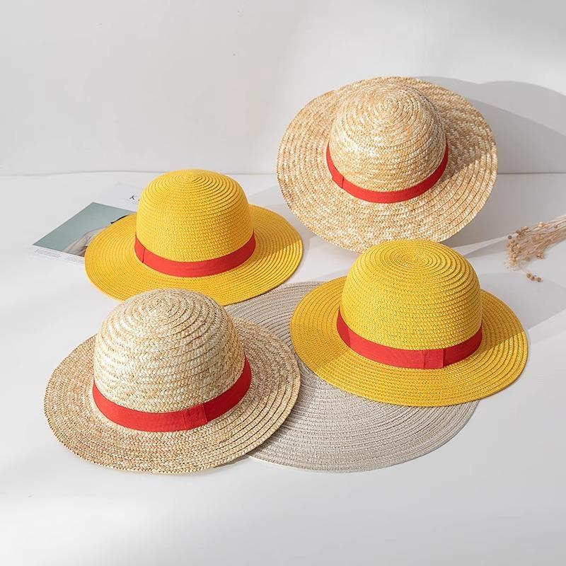 Luffy Straw Hat PLAY Anime Peripheral Dress Up Straw Parent-Child Hat Sunshade Sunscreen Hat Performance Hat Summer Cover