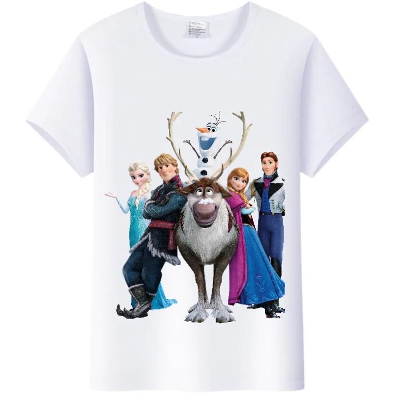 Vintage Cartoon Summer Tees Frozen Elsa Anna Princess Top White T-Shirts 90S Clothes Plus Size Gothic Blouse Unisex