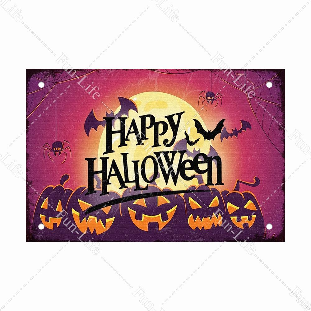 Halloween Shabby Chic Home Bar Festival Vintage Wall Decor Metal Tin Signs Pub Tavern Retro Pumpkin Decorative Plate 20x30cm
