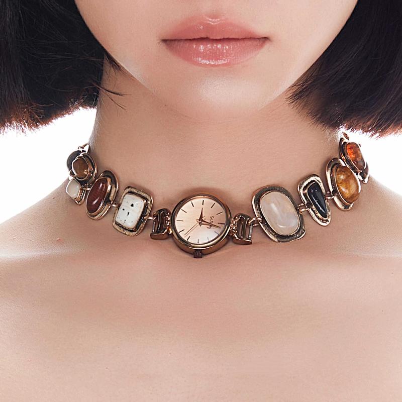 Fashion New Punk Watch Pendant Necklace For Women Retro Elegant Trendy Choker Exaggerated Party Jewelry Accessories Gift