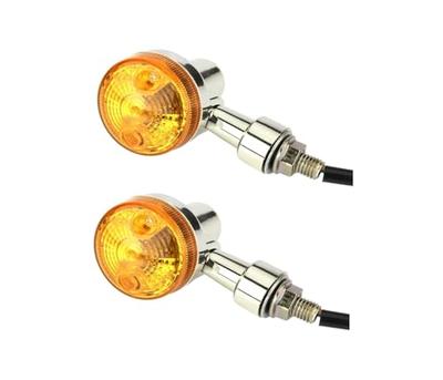 RoaRion Mini Blinker Fahrradblinker Rund Universal Offroad Street 2er Set (Orange Silber)