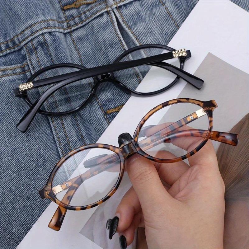 2/3PCS Y2K Retro Oval Frame Glasses for Women - Leopard Print Sweet & Cool Eyewear