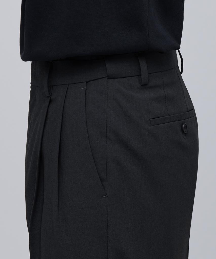 MUSINSA STANDARD [Cooltandard] Real Wide Hidden Banding Slacks [Gray]