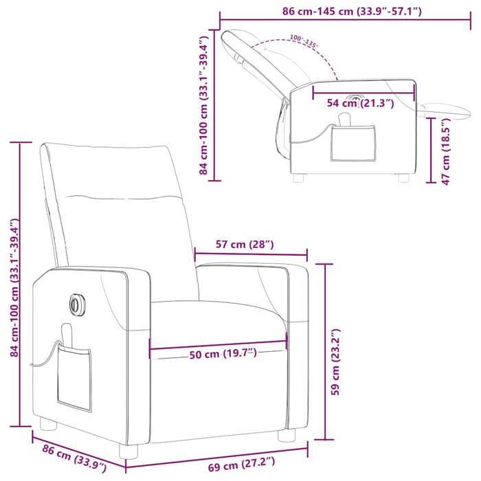 VidaXL Fauteuil inclinable de massage électrique marron tissu 3324001