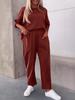 2024 Women's Autumn Solid Color Round Neck Long Sleeve Set for European and American Markets