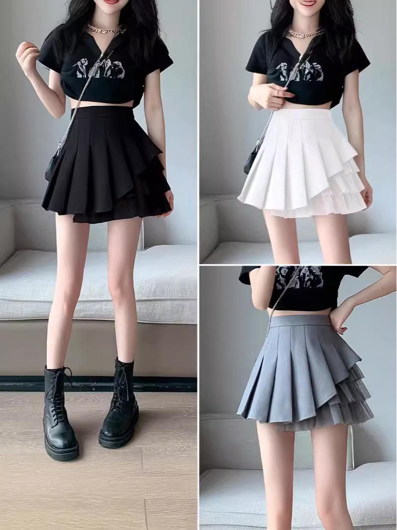 

Irregular Mesh Pleated Women s High Waist A-Line Skirt - Summer 2024 Trend XS