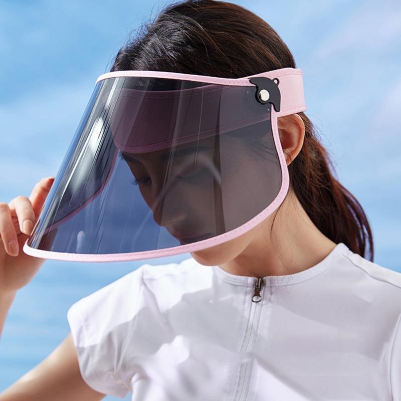 Women's Empty Top Wide Brimmed Colored Lens Sun Visors Hat for Summer Beach and Outdoor Activities