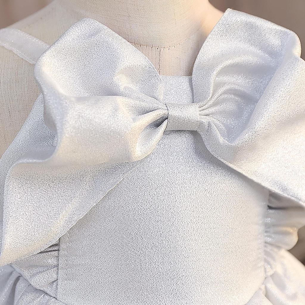 Girls' 2026 Princess Bowknot Formal Dress for First Birthday & Flower Girl Occasions