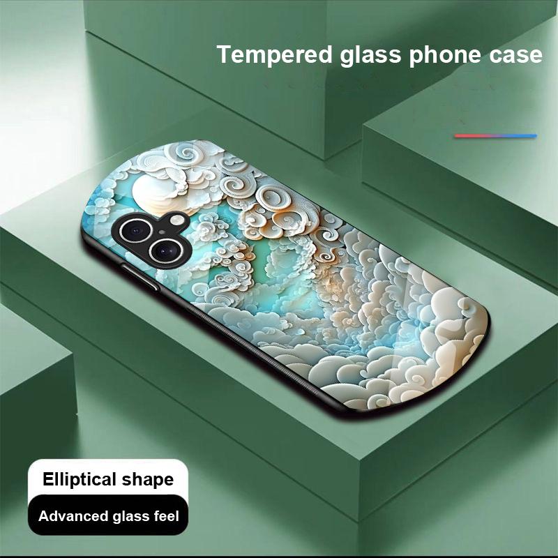 Sternennacht Foyer Für Apple iPhone 16 11 13 15 14 Pro Max 12 Mini 7 8 Plus XR X XS Elliptisch geformte Hülle aus gehärtetem Glas
