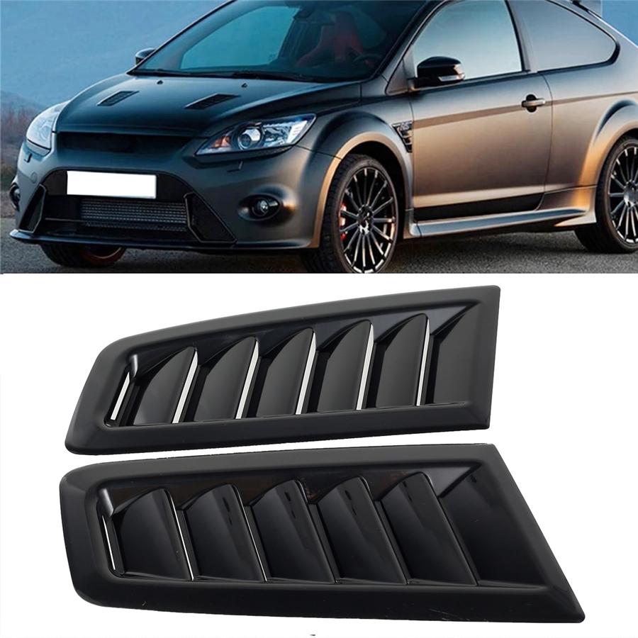 1 Pair Universal ABS Plastic RS Style Glossy Black Bonnet Vents With Free Tape