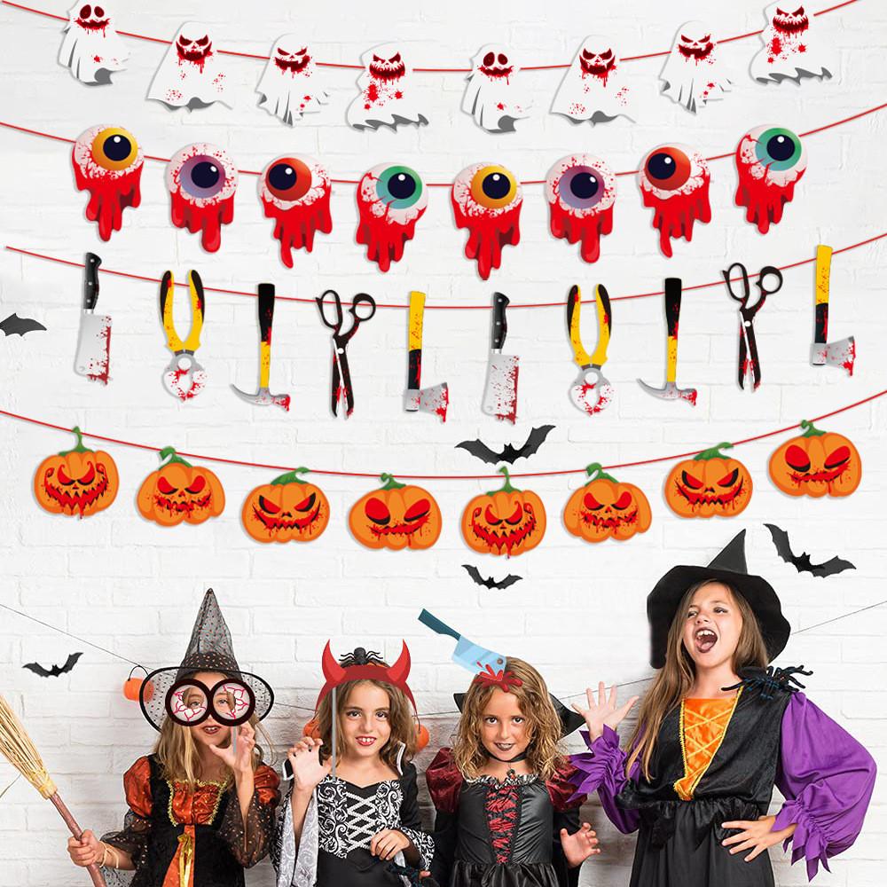 Charming Paper Halloween Pumpkin Ghost Garland For Unique Party Atmosphere Decoration