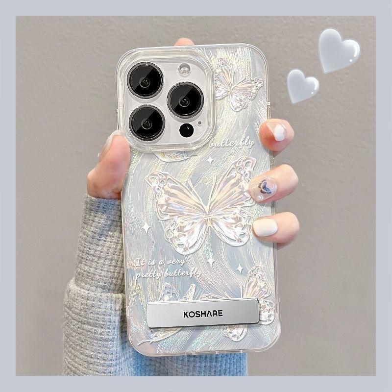 Butterfly for Apple 16Promax mobile phone case IP15 large hole IMD feather bracket Internet celebrity 16 violent laser
