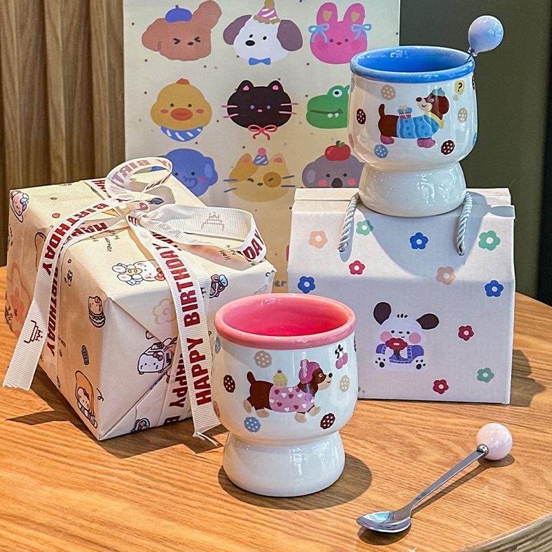Give Children's Birthday Gifts, Cute Girls Hold Coffee Cups, Gaoyan Ceramic Mugs, Girlfriends' Souvenirs, Gift Boxes.