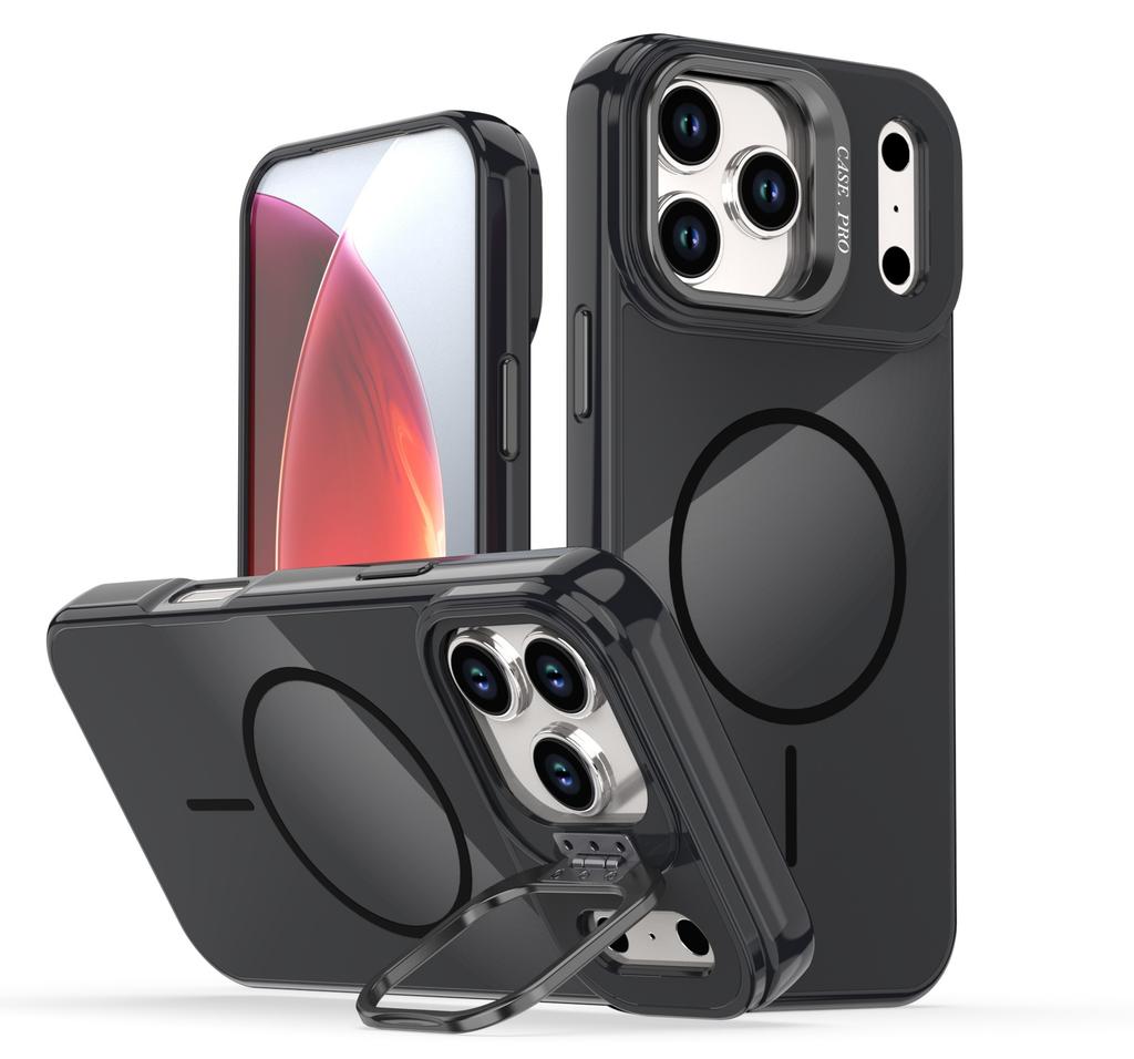 case for iphone 17 16 15 14 13 pro max Lens bracket protective cover magnetic Wireless Charging Shock Proof With Holder plain