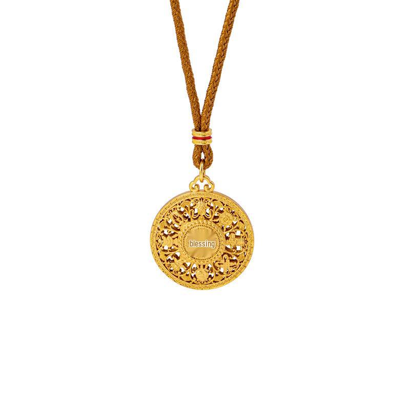 Vietnam Heritage Eight Treasures Compass Necklace – Hollow Fu Character Round Pendant, Long-Lasting Color Jewelry