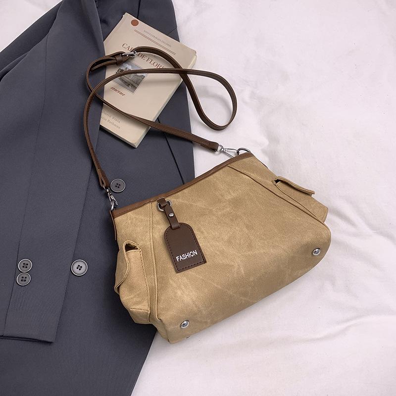 Casual Double-pocket PU Shoulder Bags for Women Versatile Portable Ladies Crossbody Bag Large Capacity Female Handbags Tote