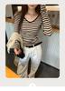 Stunning Striped V-Neck Base Layer Shirt for Women - Long-Sleeve, Autumn 2026 Style, Wear Alone or as Inner Wear