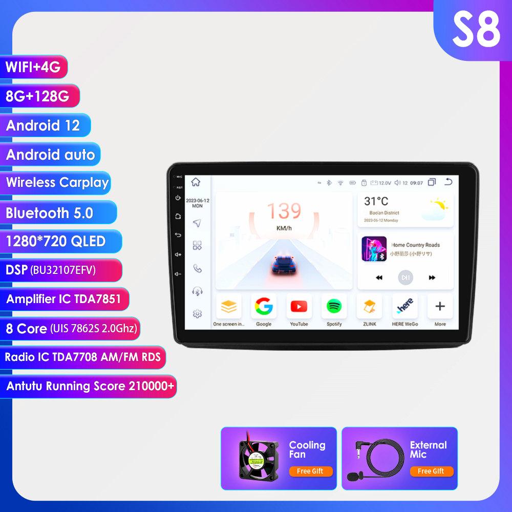 9 Inch Carplay 4G 2 Din Android 13 Car Radio for Fiat Panda 2003 - 2012 Panda Van 2007 Multimedia Video Player Navi GPS DSP Intelligent Screen WIFI