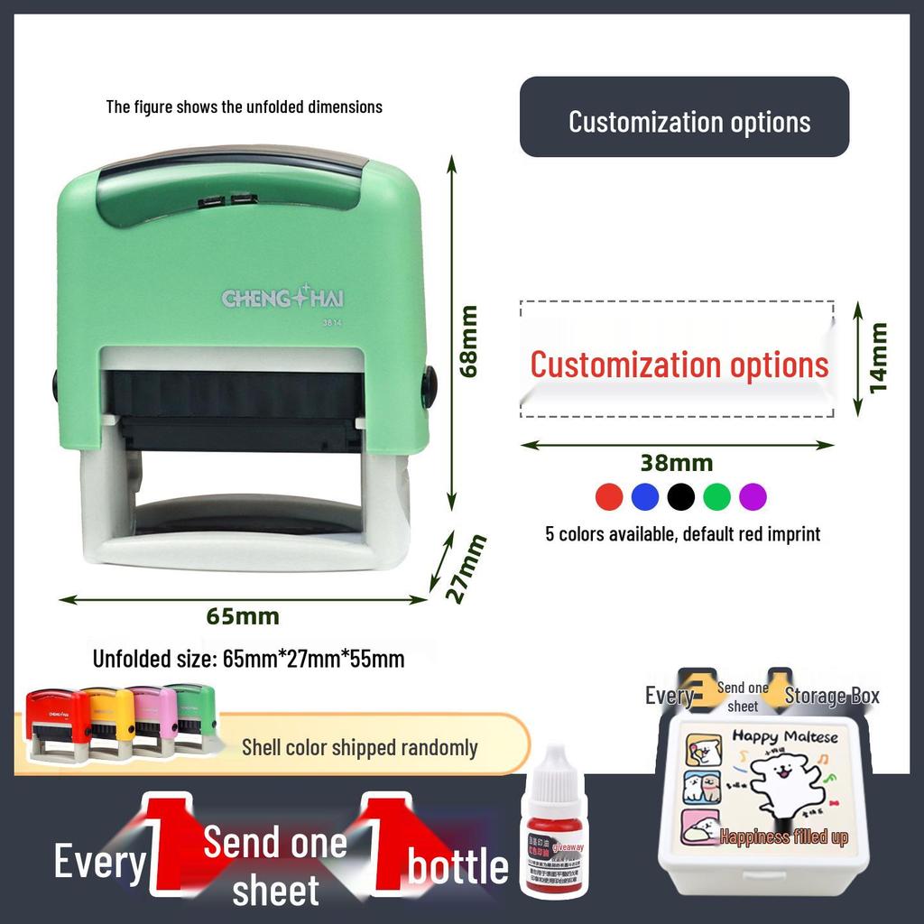 Self-Inking Rectangular Teacher's Grading Stamp - Cute Cartoon Design