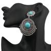 Vintage Silver Alloy Dangle Earrings With Turquoise Beads For Women Summer