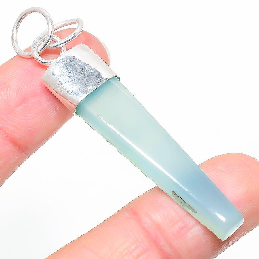 

Natural Aqua Chalcedony Gemstone 925 Sterling Silver Gift Pendant 2.48 m7I82