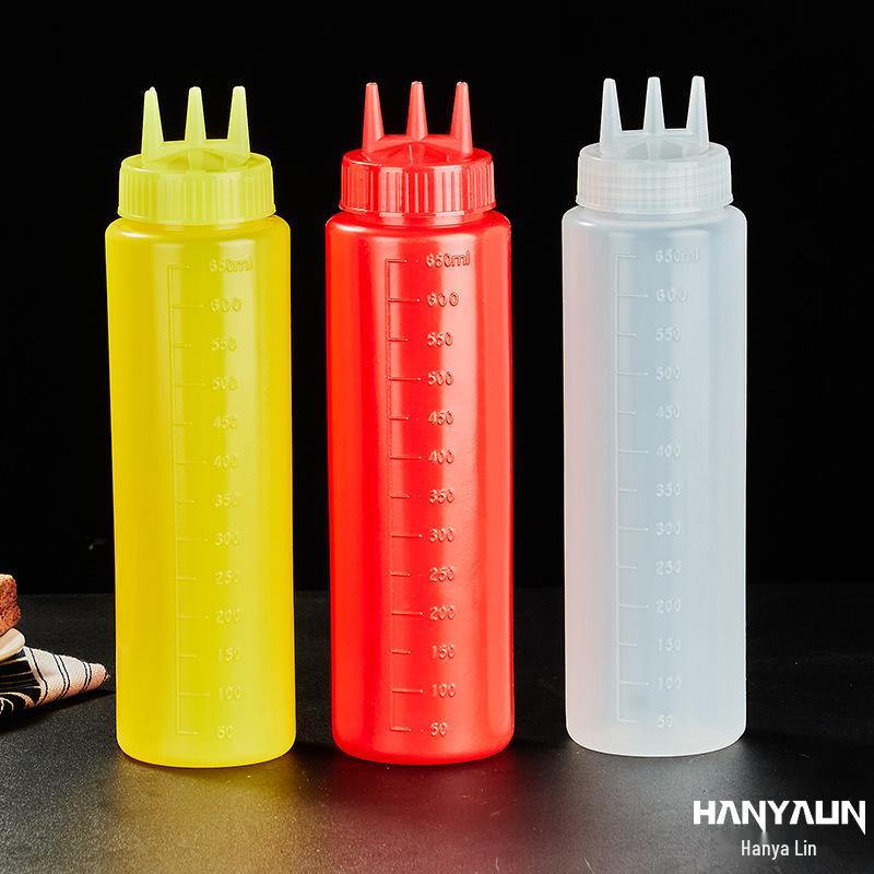 Large Capacity Food-Grade Japanese Three-Hole Squeeze Bottle - In Stock