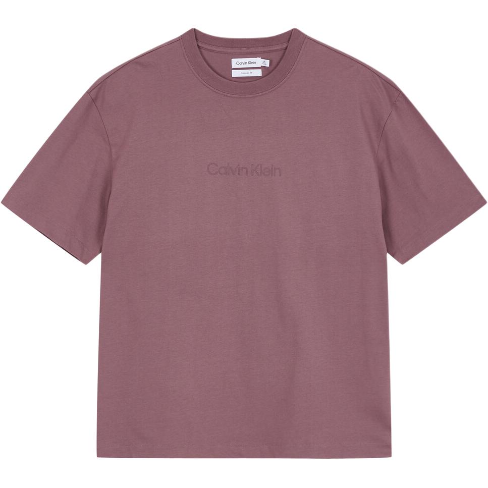 

Calvin Klein Loose Solid Color Round Neck Short Sleeve T-Shirt Men tops Rose-Brown 40HM228LKO M