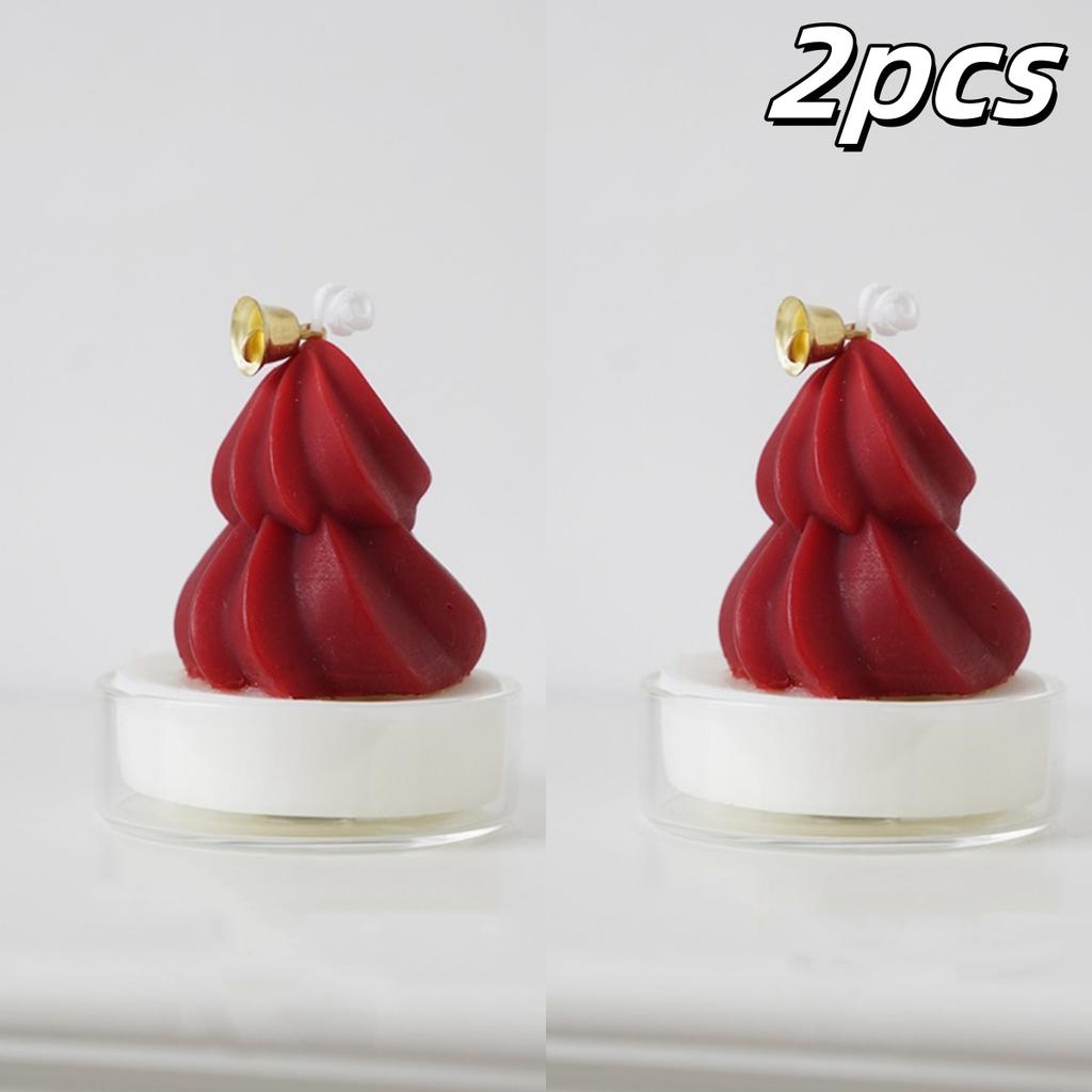 1/2/4Pcs Christmas Tree Shape Candle Small Scented Handmade Tea Lights Candles for Xmas New Year Gifts Home Party Desktop Decor