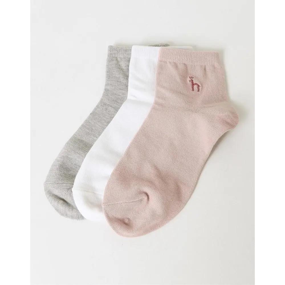 [26FW] [HAZZYS DAILY] Puppy Embroidery 3-Color Women's Short Ankle Socks 3-Piece Set HISS6F200WT