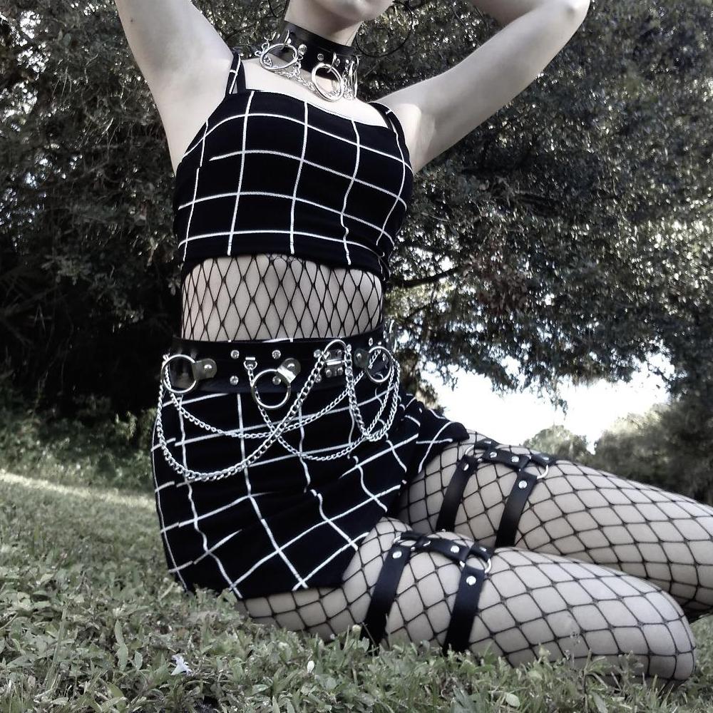 2 Rows Nightwear Punk Gothic Leg Harness Garter Belt Garters Thigh Ring