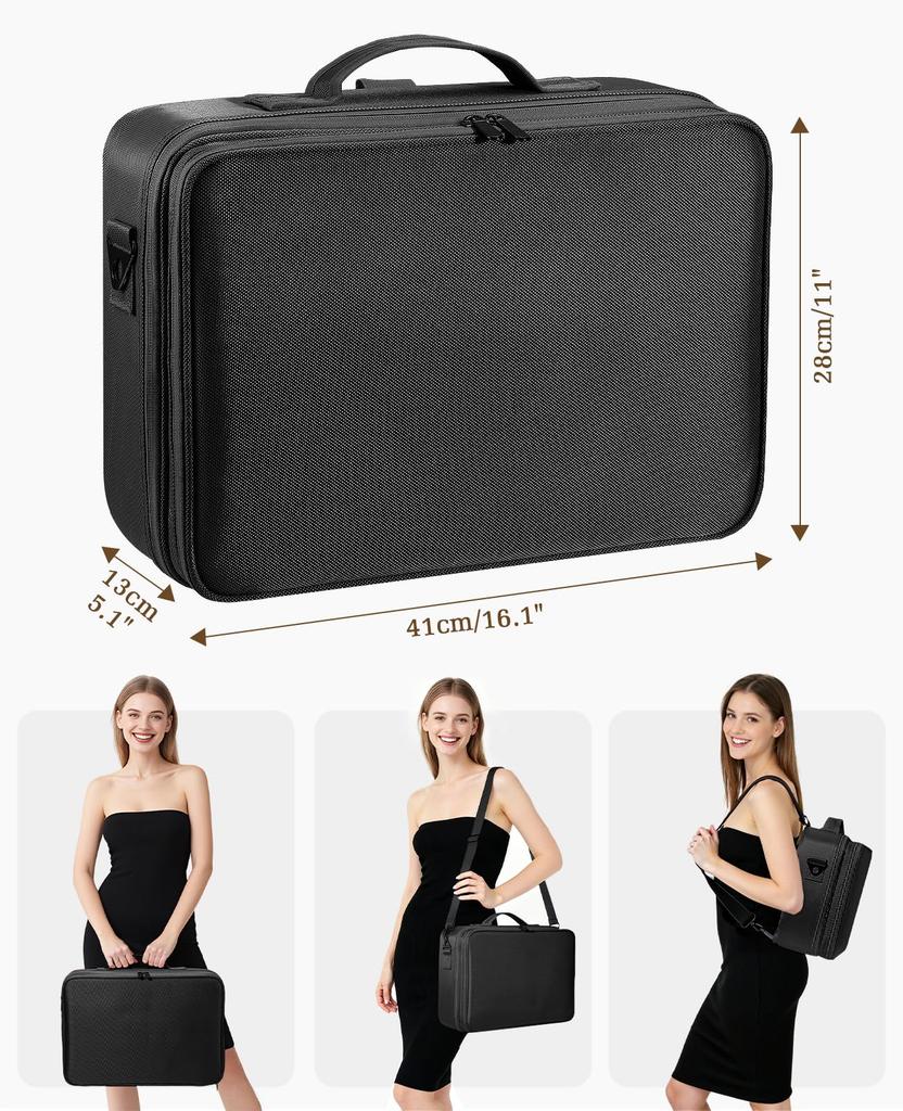 Luxspire Makeup Cosmetic Makeup Brush EVA Makeup Cosmetic Makeup with Shoulder Professional Divided Adjustable Functional Large Shock Cosmetic Storage