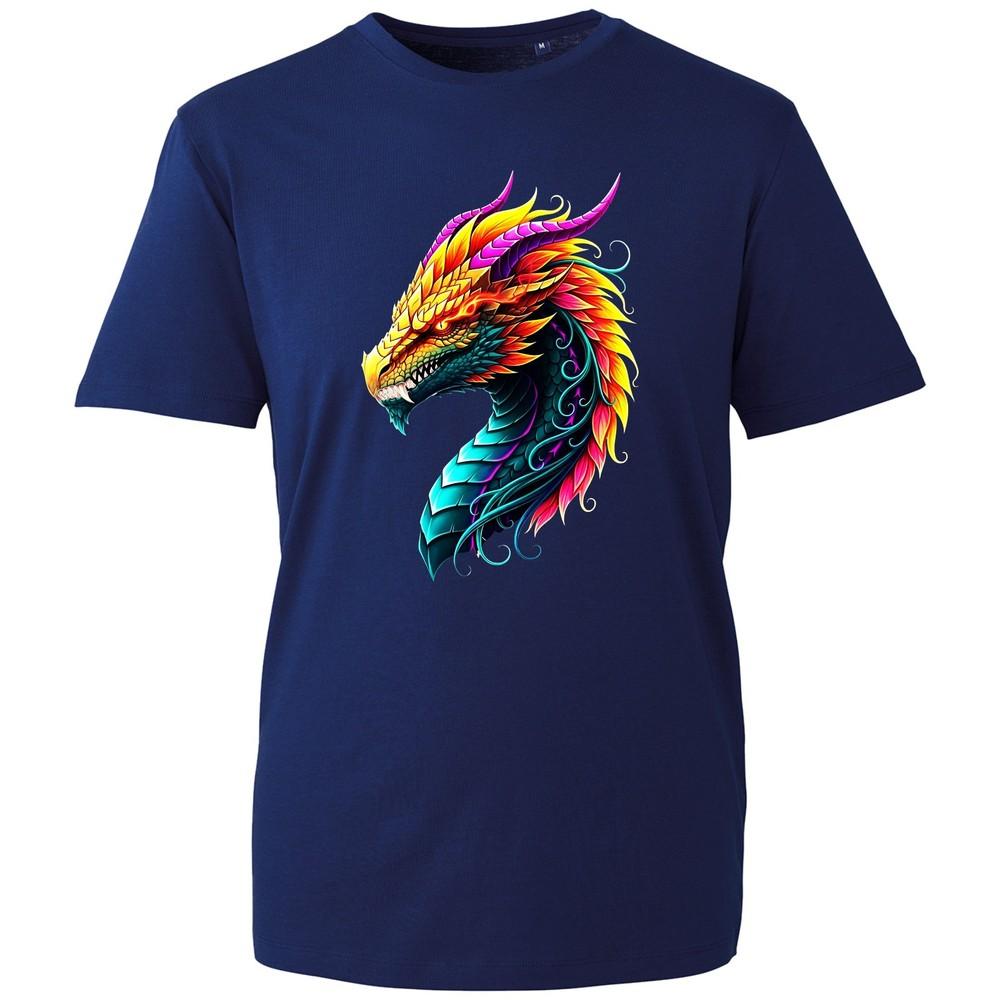 Neon Dragon Unisex Tshirt Colorful Fantasy Art Graphic Tee Gamer Style New S